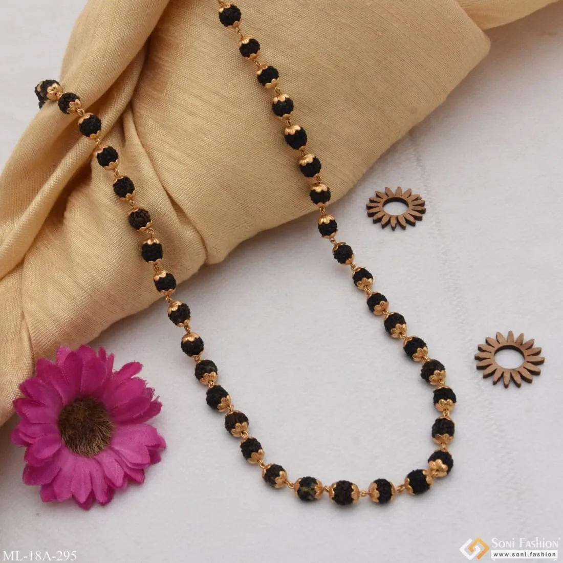 1 Gram Gold Plated Classic Design Finely Detailed Design Mala for Men - Style A295