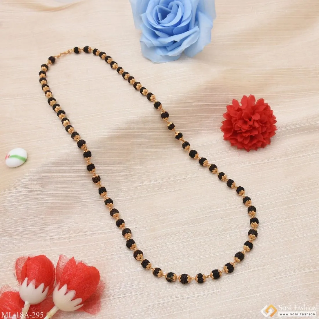 1 Gram Gold Plated Classic Design Finely Detailed Design Mala for Men - Style A295