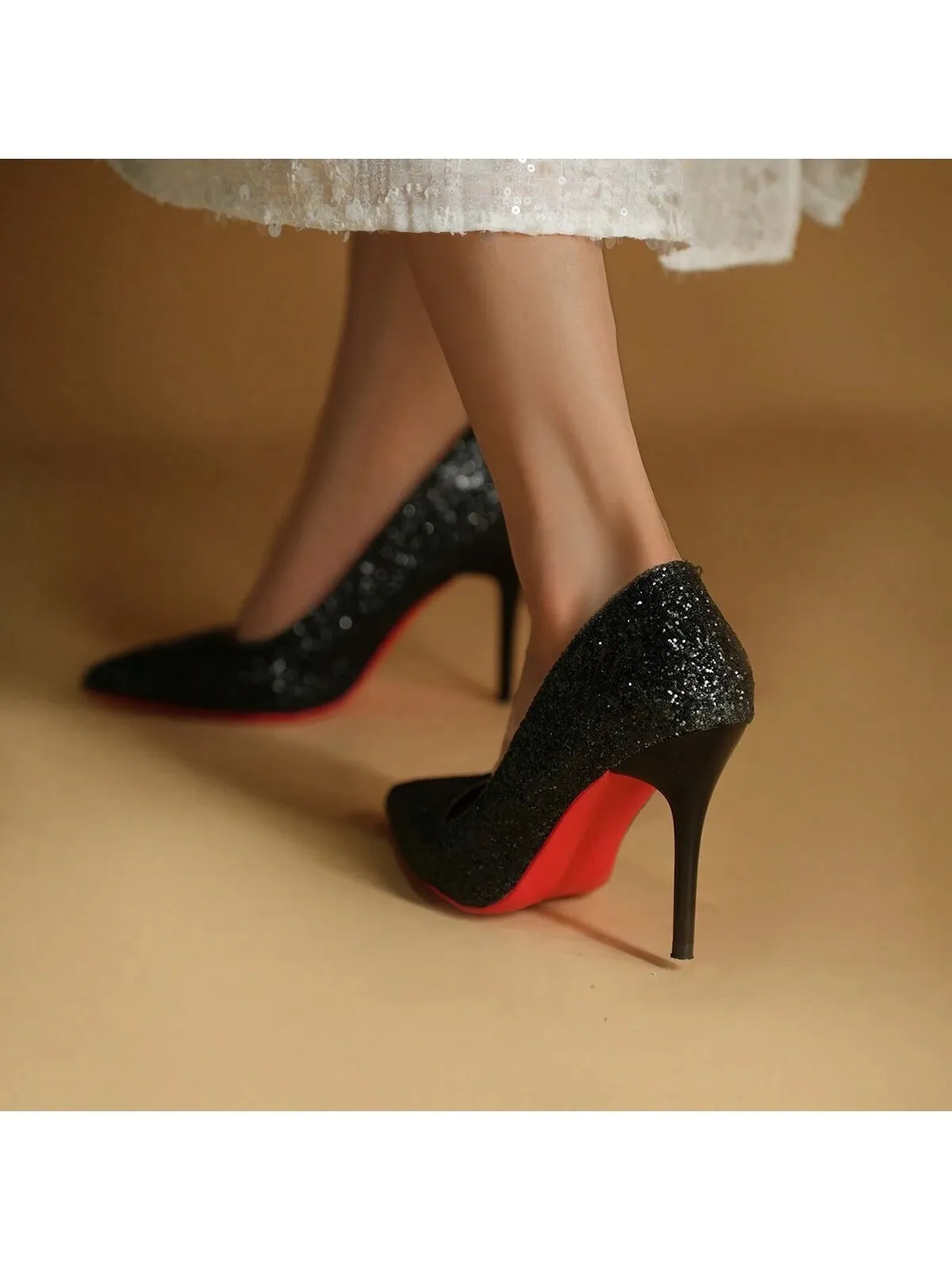 2024 New Sequin Shallow Mouth High Heels, Extra Large Size, Super Thin Heels, Commuter & Clubwear Sexy Goddess Princess Shoes