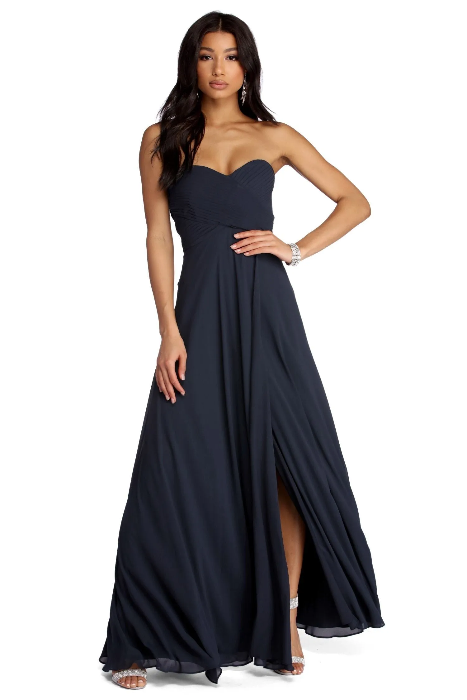 Audrey Pleated Stylish Sweetheart Dress