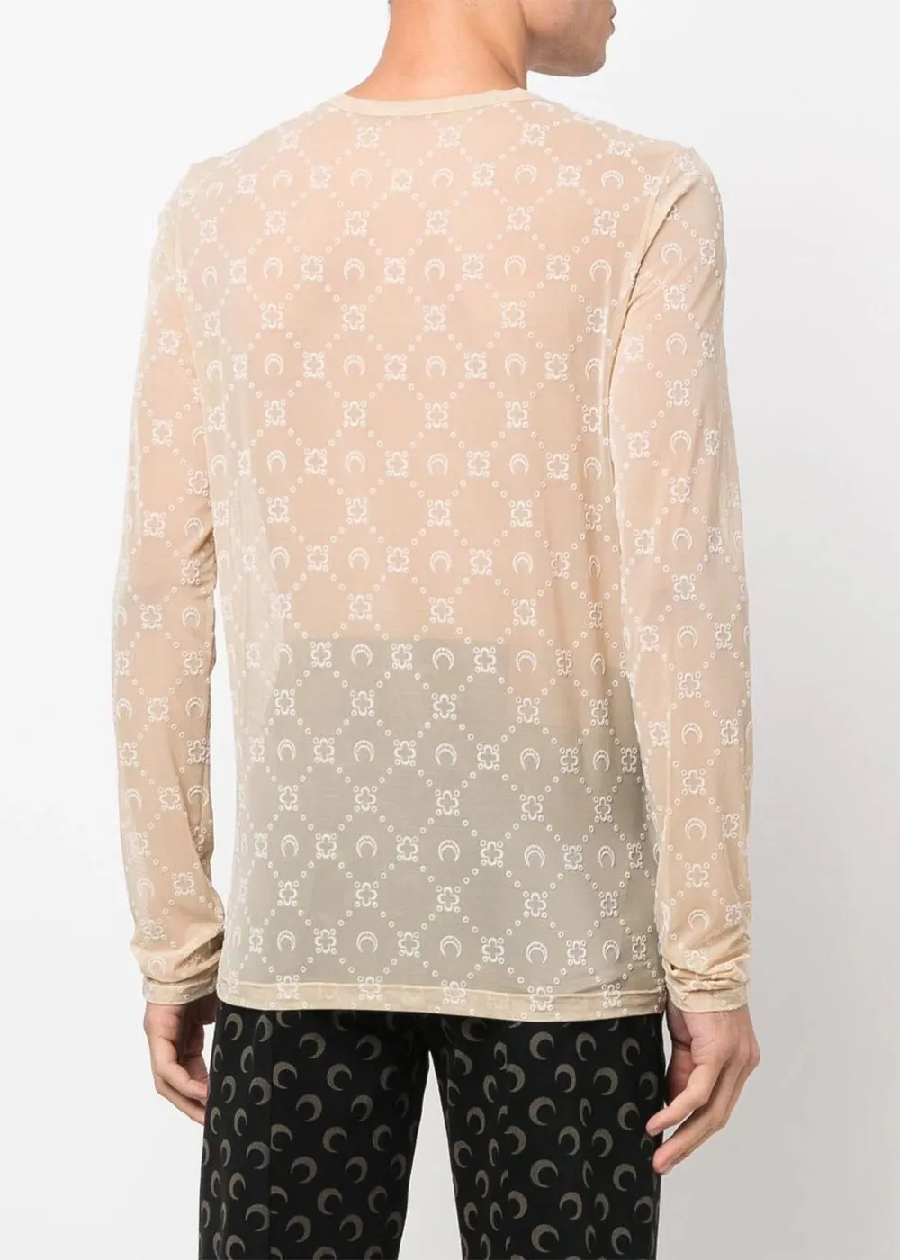 Beige Moonogram Mesh Long-Sleeve T-Shirt
