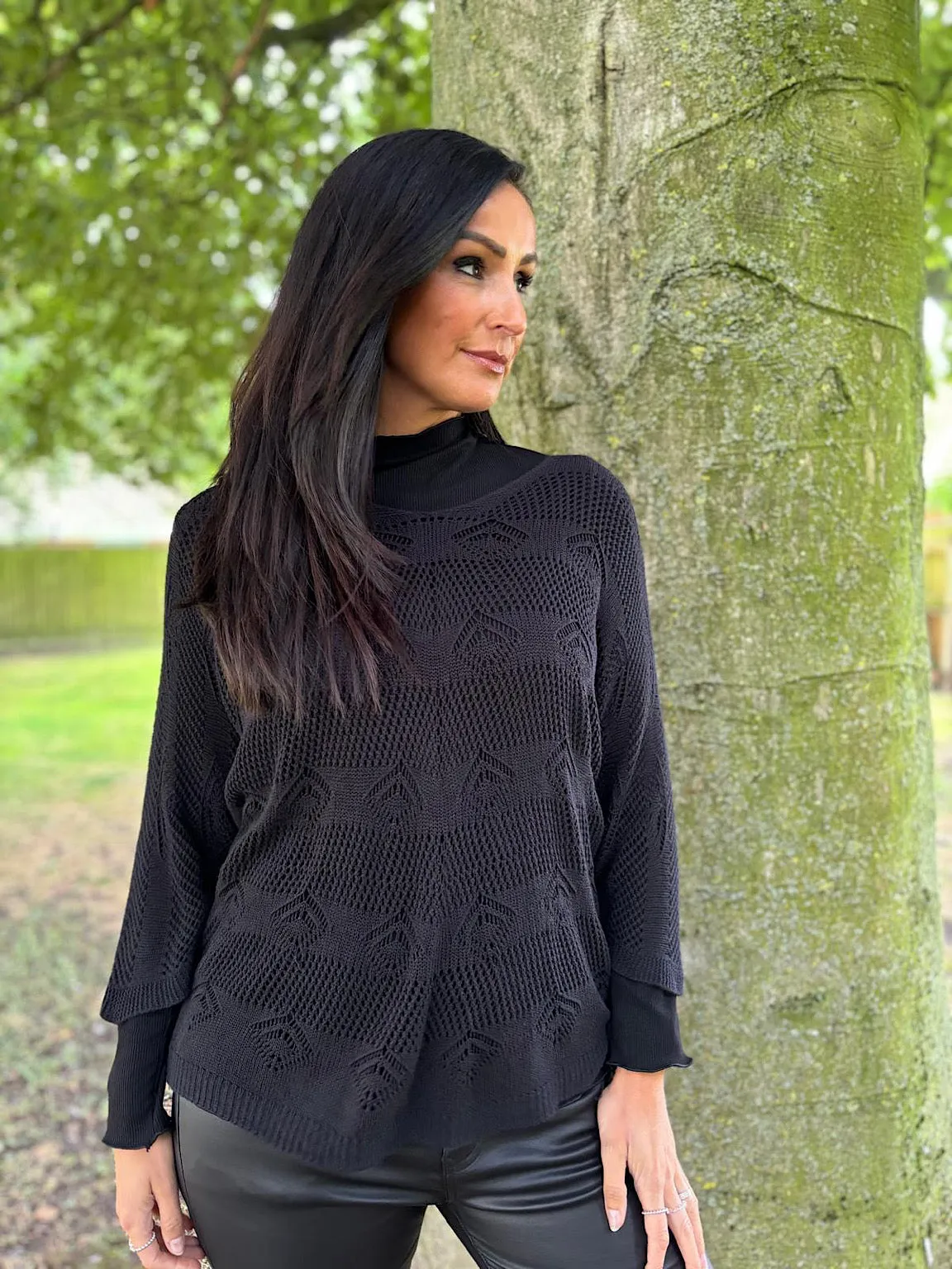Black Diamond Knit Top Leigh