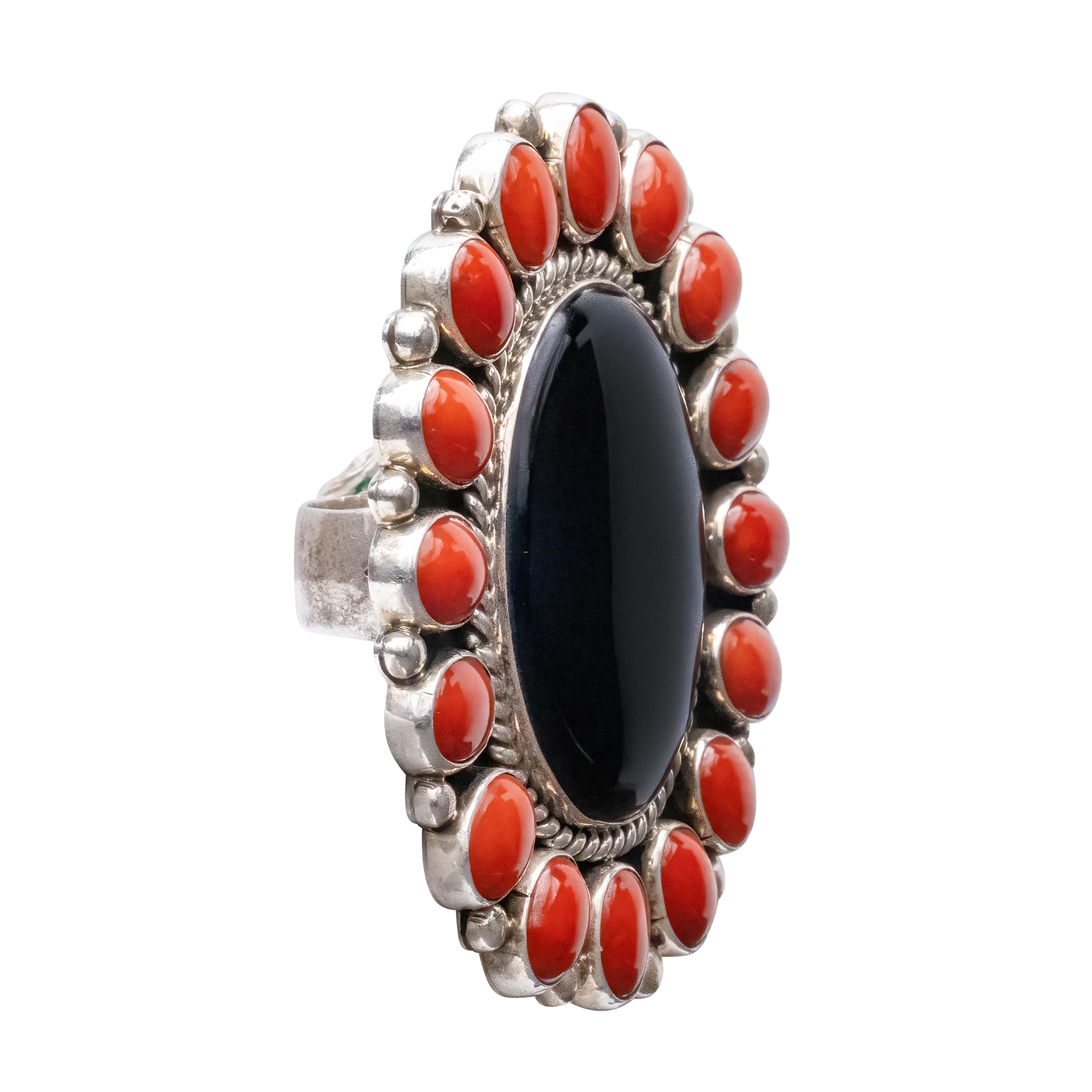 Black Onyx & Mediterranean Coral Ring | Melvin & Tiffany Jones