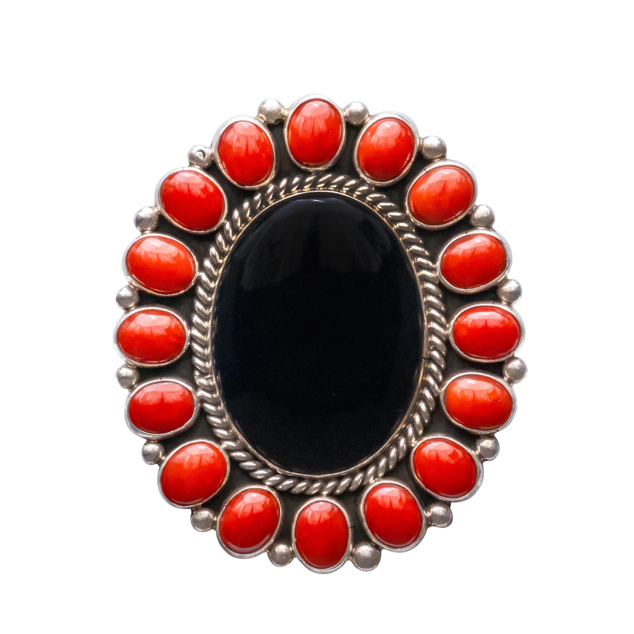 Black Onyx & Mediterranean Coral Ring | Melvin & Tiffany Jones