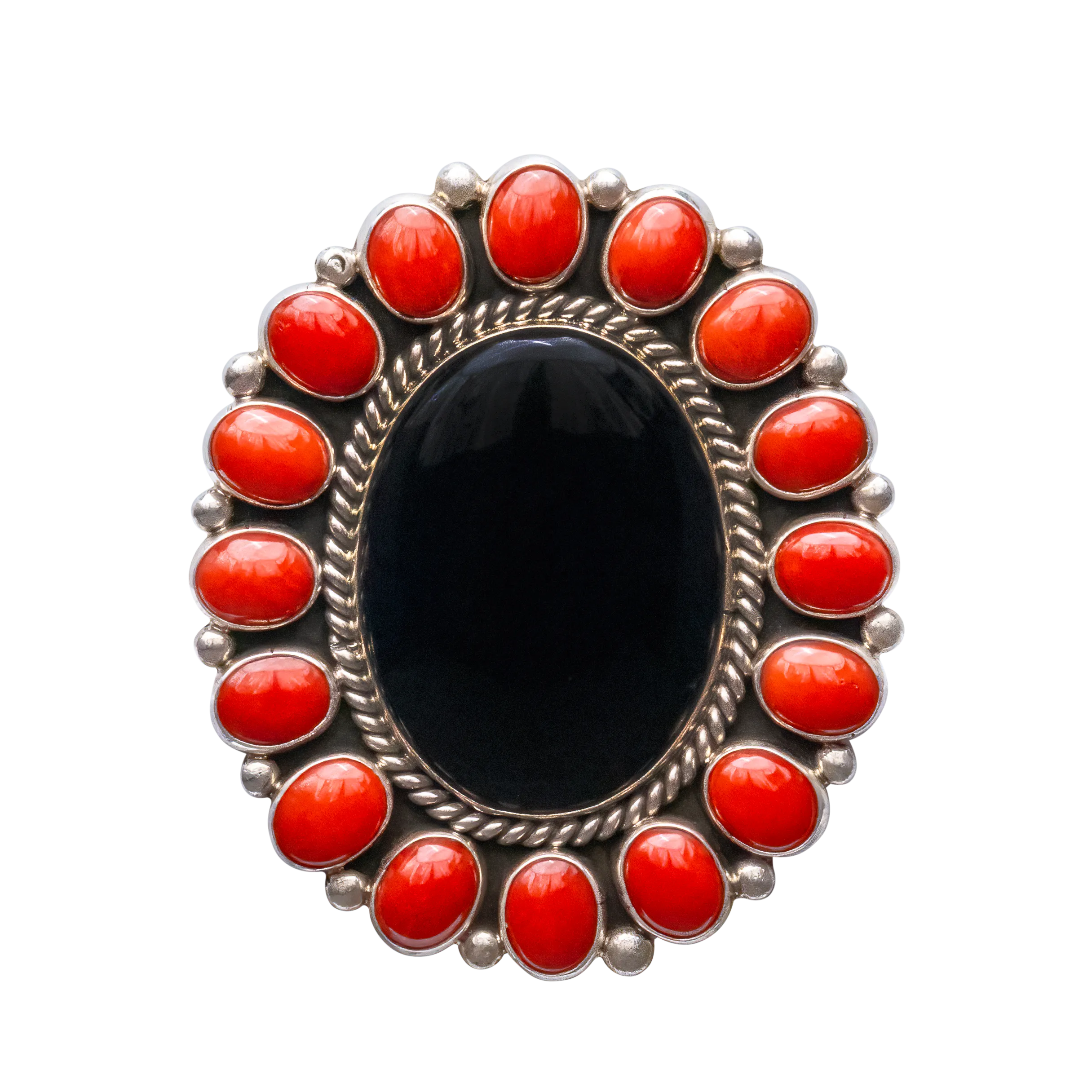 Black Onyx & Mediterranean Coral Ring | Melvin & Tiffany Jones