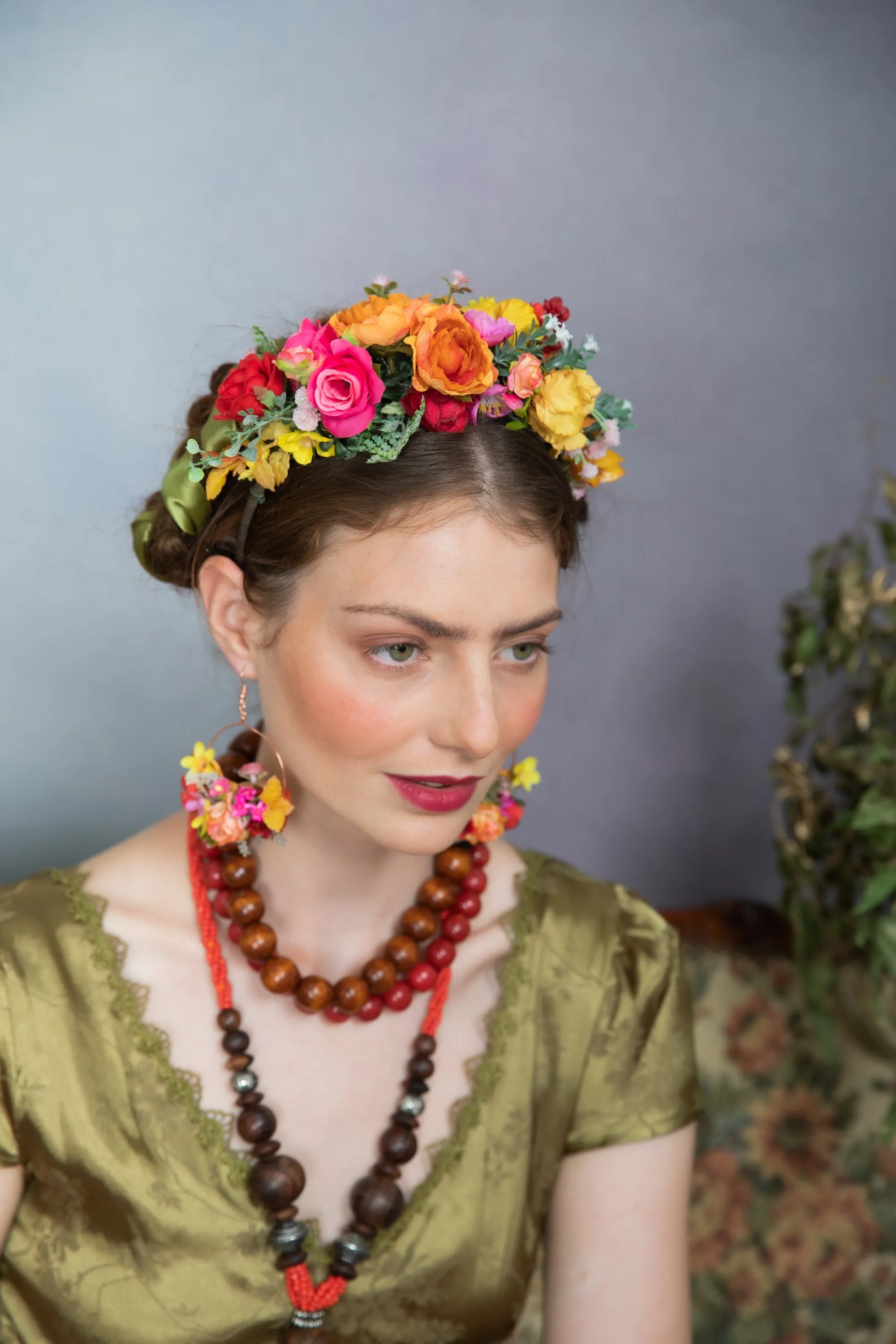 Colourful flower Frida Kahlo hair crown