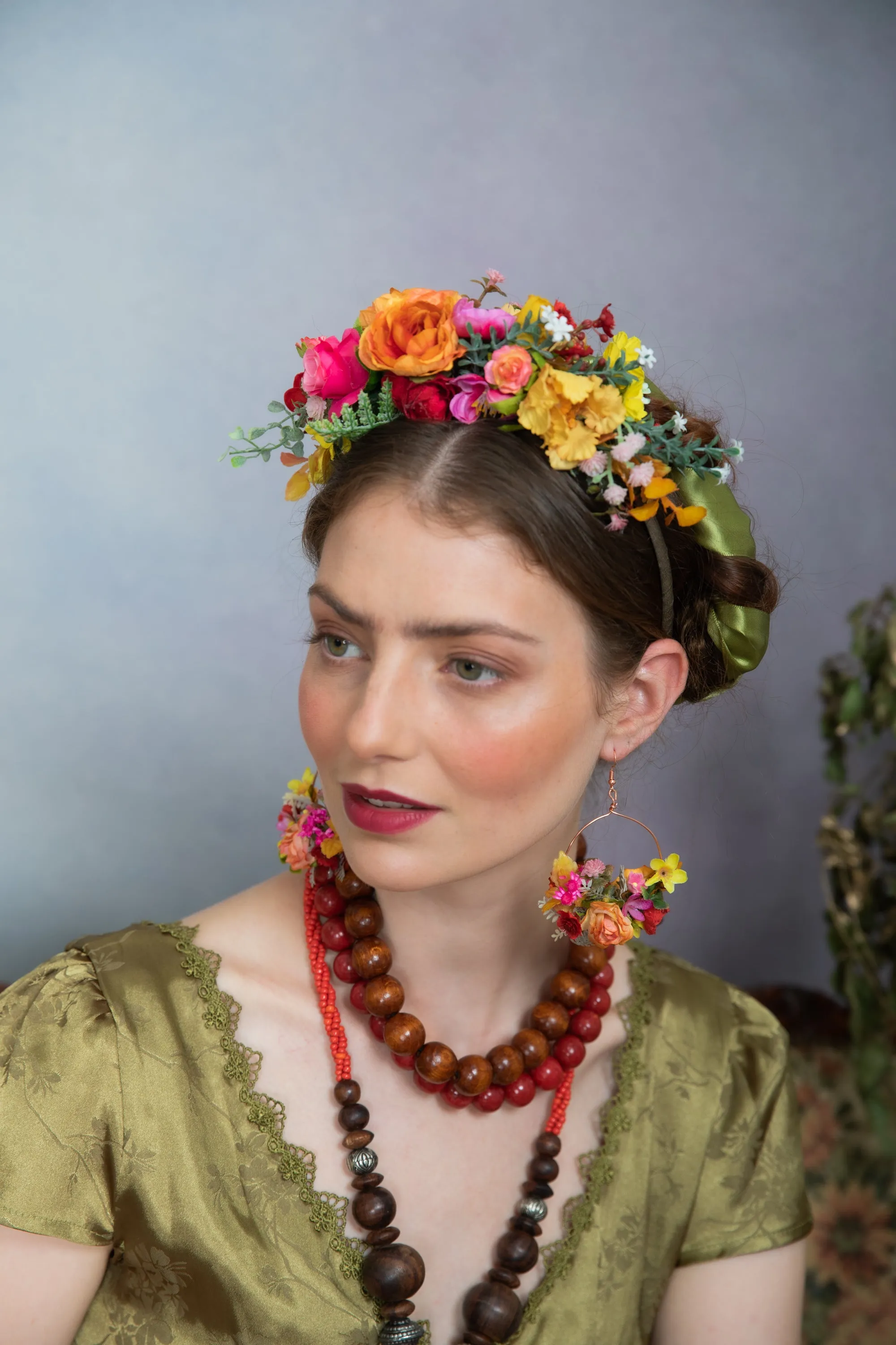 Colourful flower Frida Kahlo hair crown