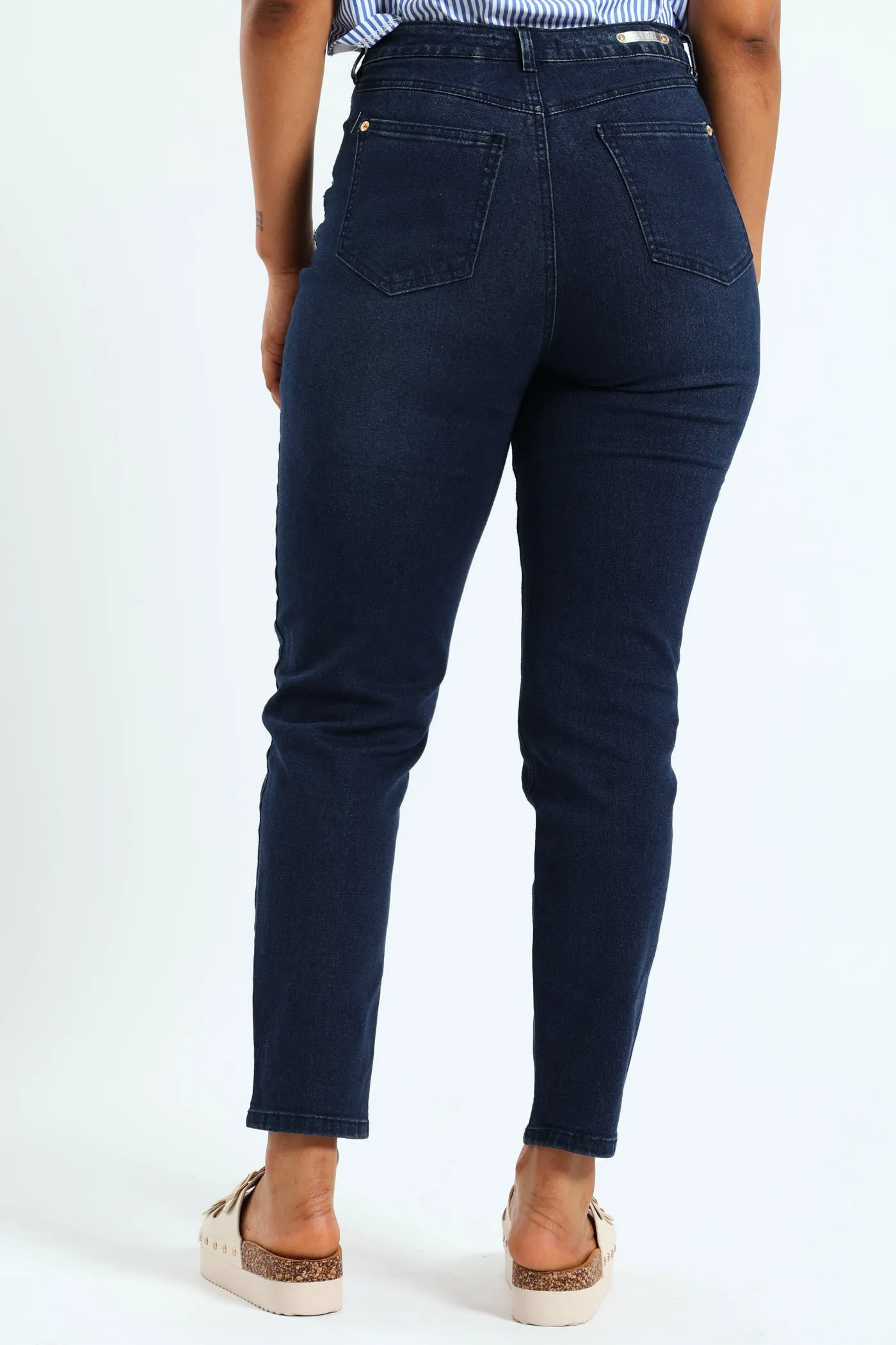 Double Coin Pocket Mom Jean - Ink