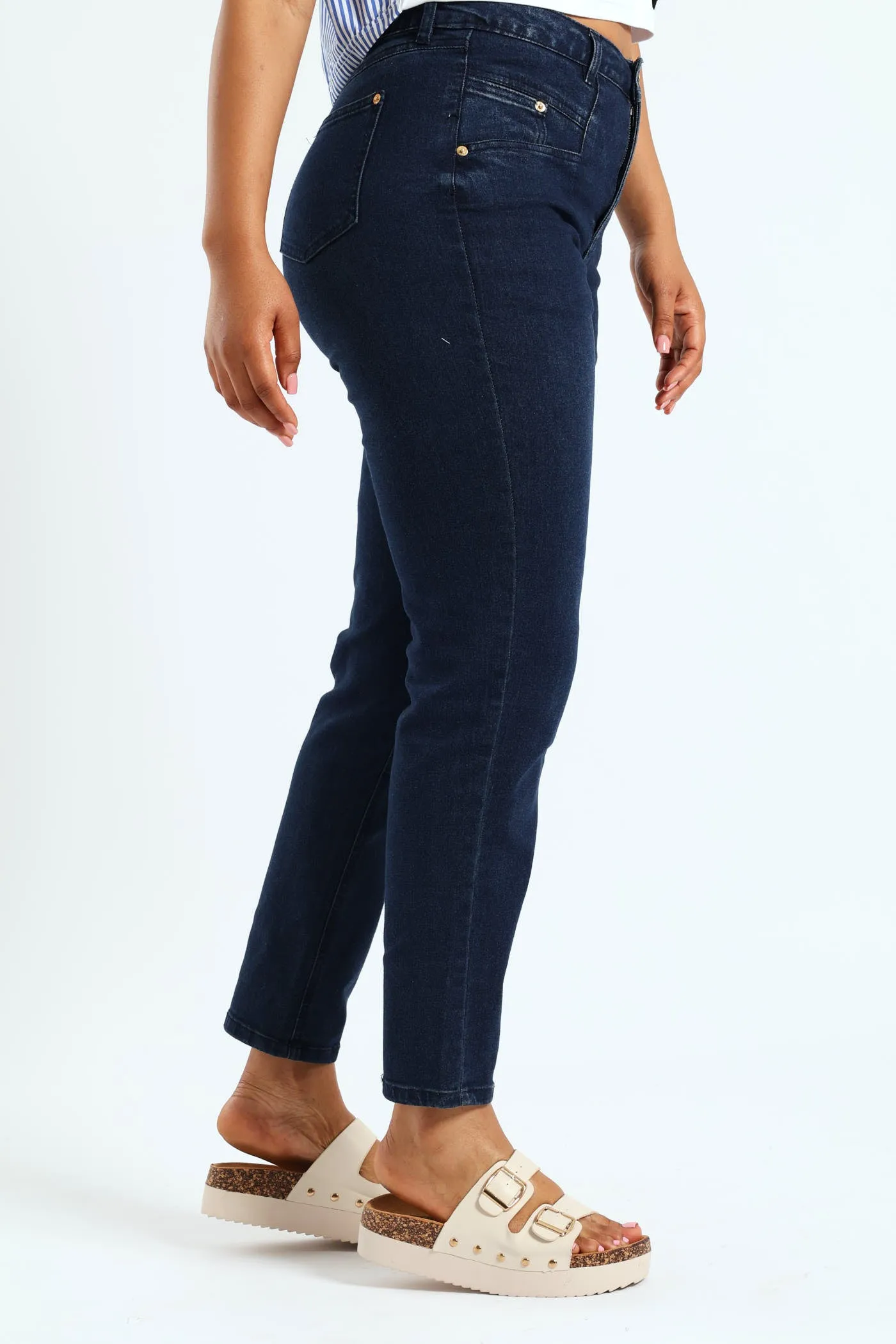 Double Coin Pocket Mom Jean - Ink