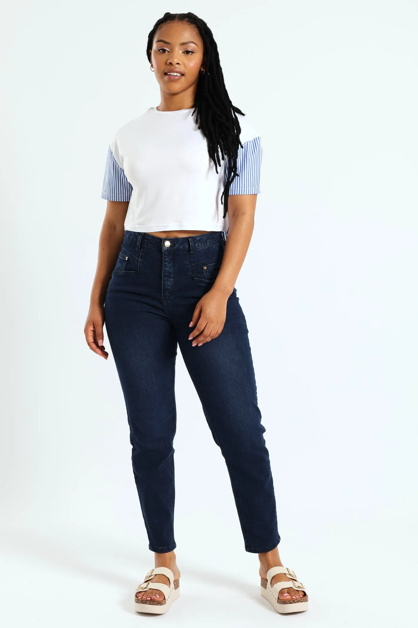 Double Coin Pocket Mom Jean - Ink