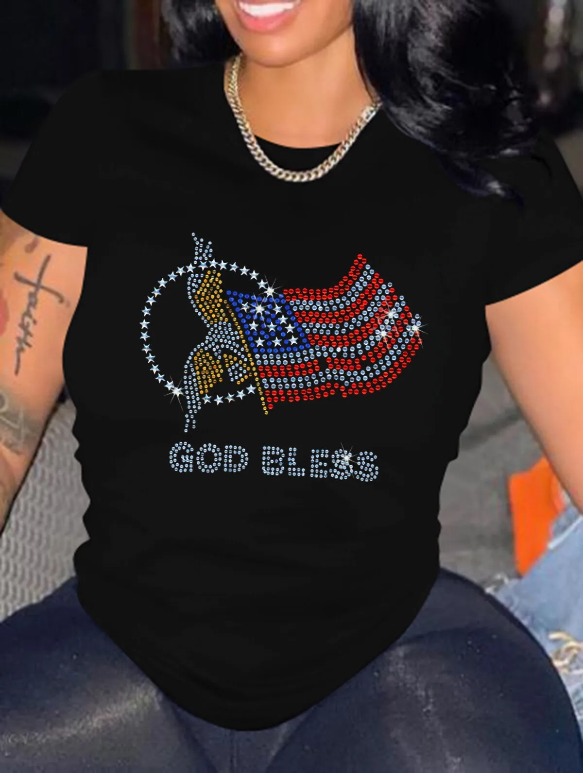 DressBetty - Casual Bricked Letter Print T-Shirts