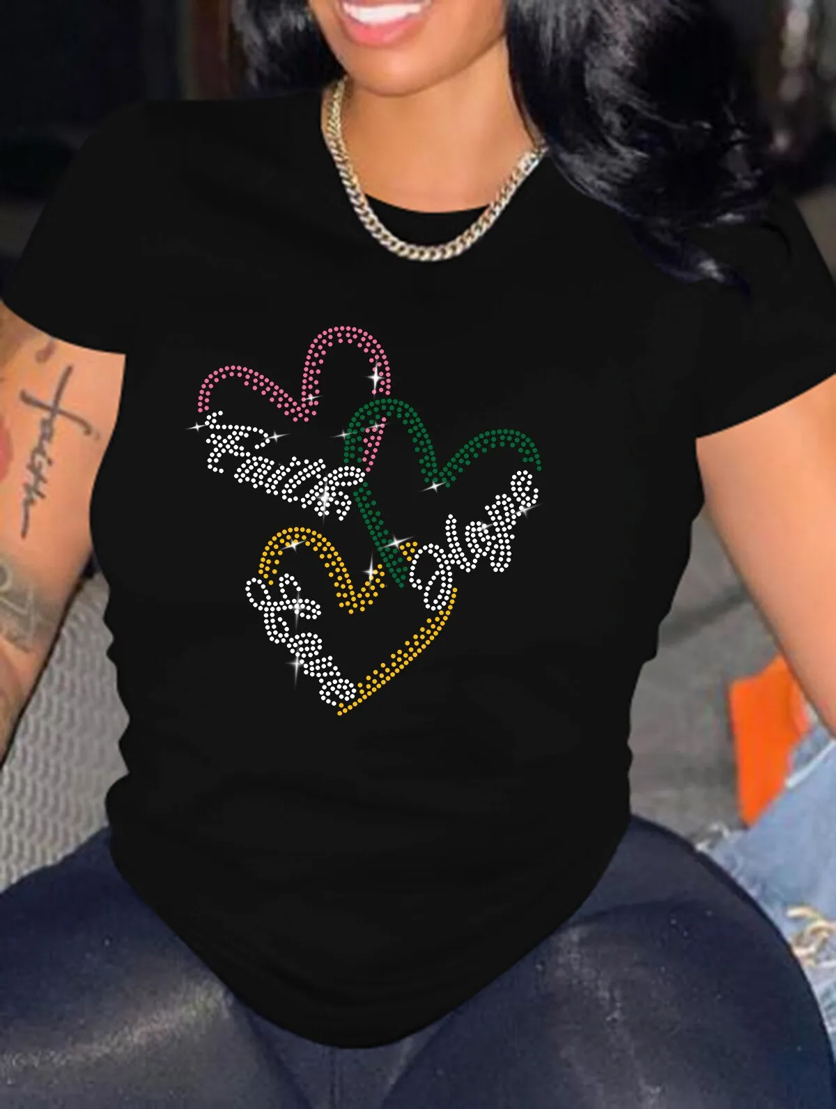 DressBetty - Casual Bricked Letter Print T-Shirts