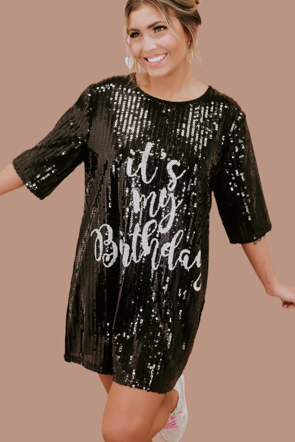 ECB Exclusive | It's My Birthday Sequin Dress, Black