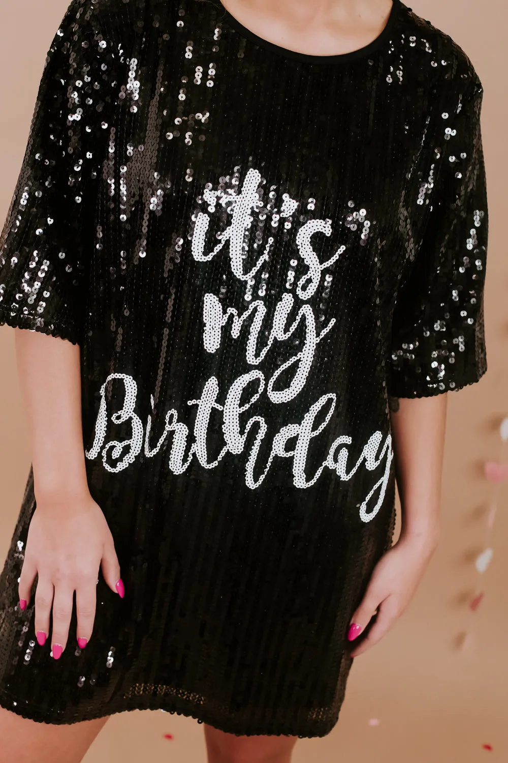 ECB Exclusive | It's My Birthday Sequin Dress, Black