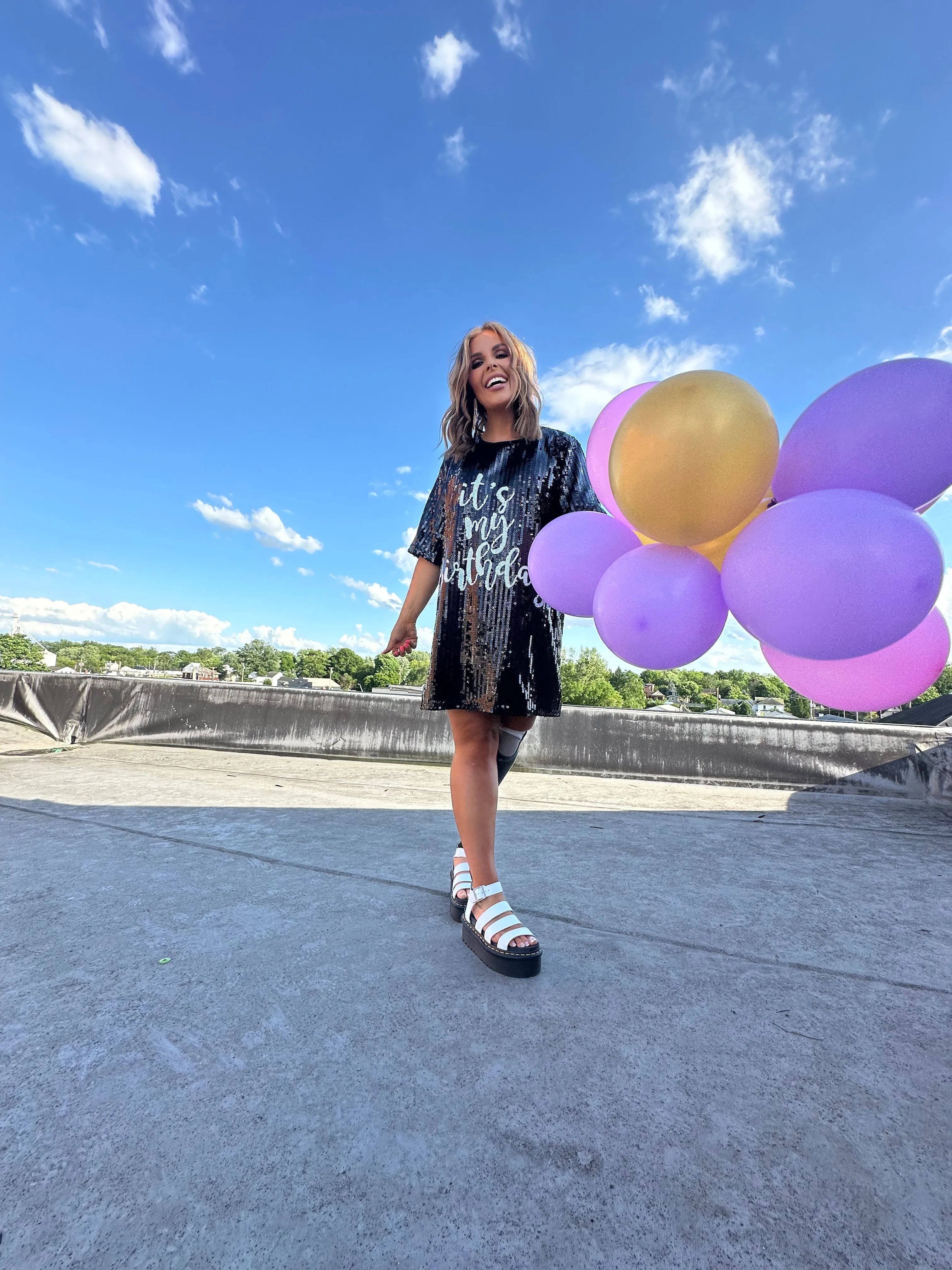 ECB Exclusive | It's My Birthday Sequin Dress, Black