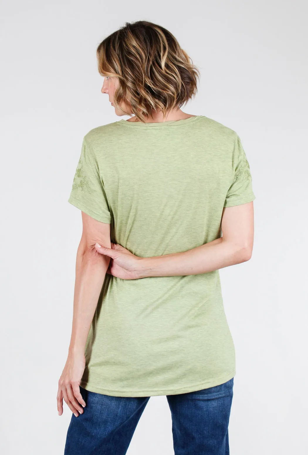 Embroidered Jersey Tee, Lemongrass