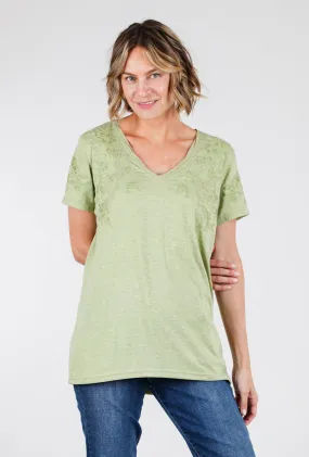 Embroidered Jersey Tee, Lemongrass