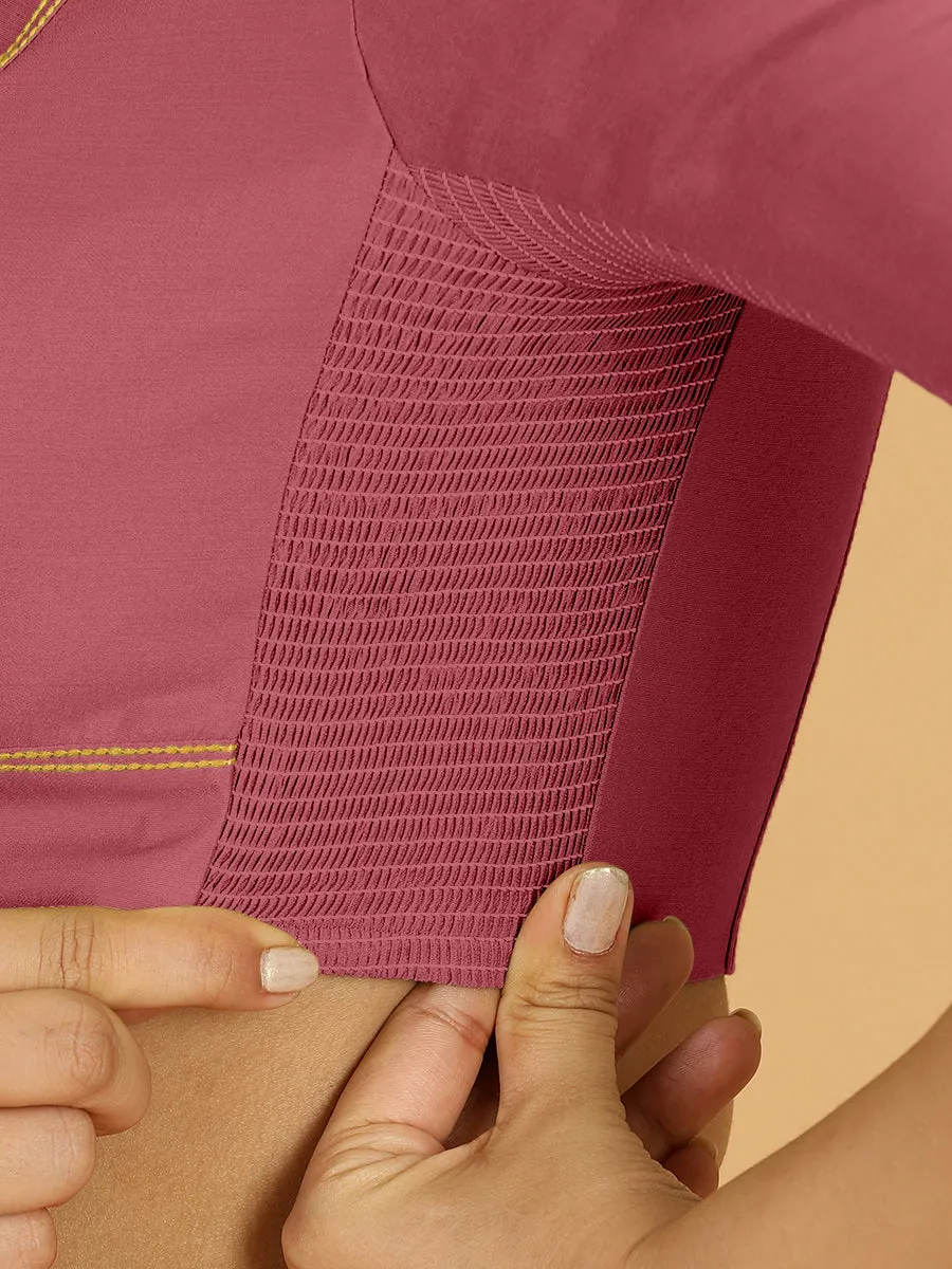 Erum x Rozaana | Elbow Sleeves Saree Blouse in Rose Pink