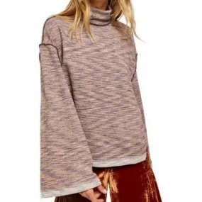 Free People Sunny Days Knit Oversized Turtleneck Sweater Large