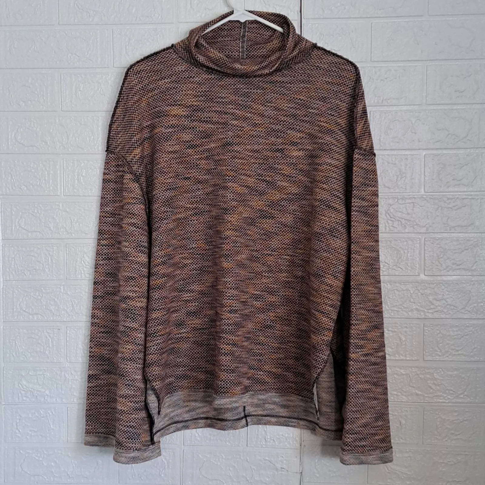 Free People Sunny Days Knit Oversized Turtleneck Sweater Large
