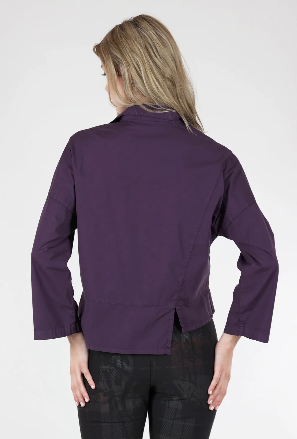 Half-Placket Asym Top, Eggplant