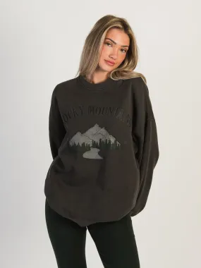 HARLOW MICHELLE PRINT FLEECE CREWNECK - CHARCOAL