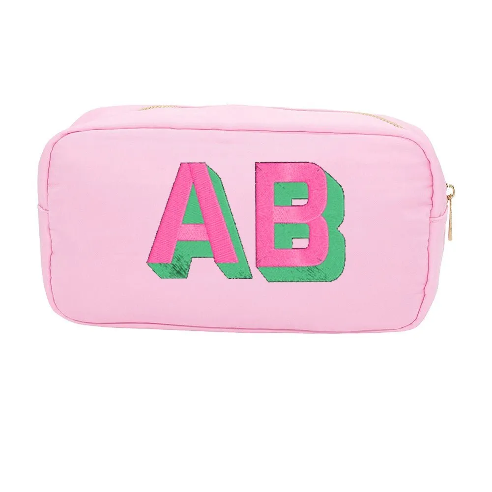 Initialed Shadow Block Medium Pouch