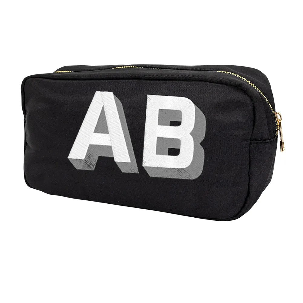 Initialed Shadow Block Medium Pouch