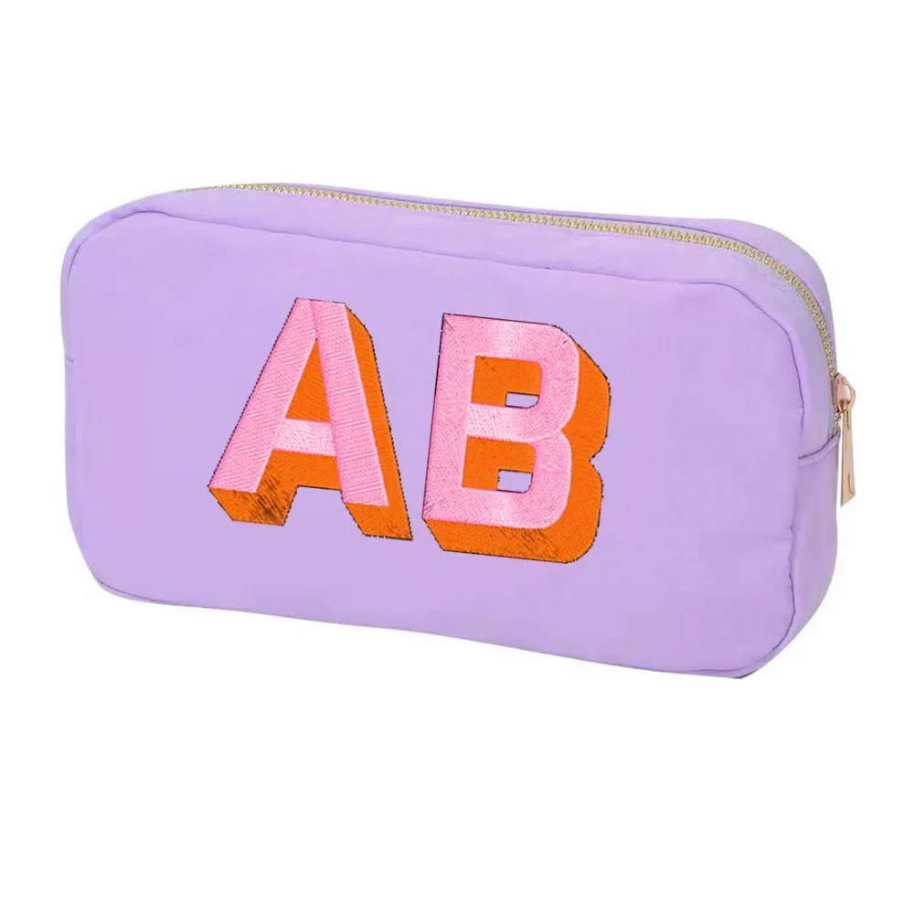 Initialed Shadow Block Medium Pouch
