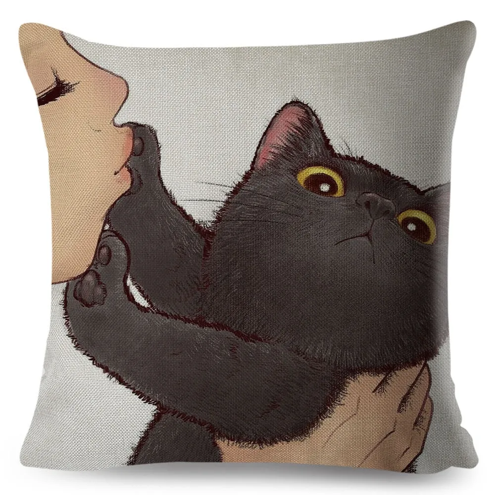 Kawaii Cat Cushion Cover