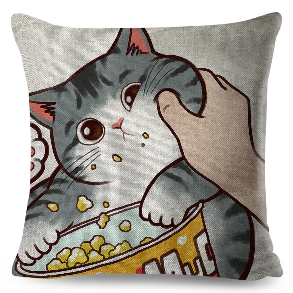 Kawaii Cat Cushion Cover