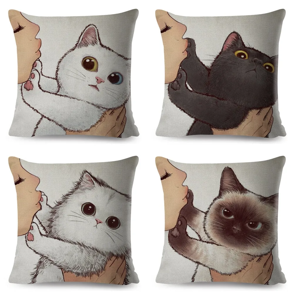 Kawaii Cat Cushion Cover