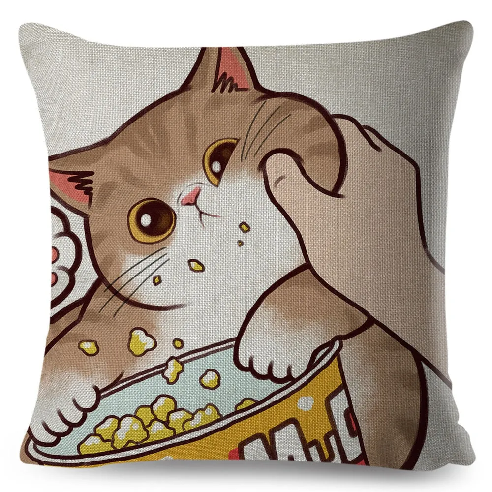 Kawaii Cat Cushion Cover