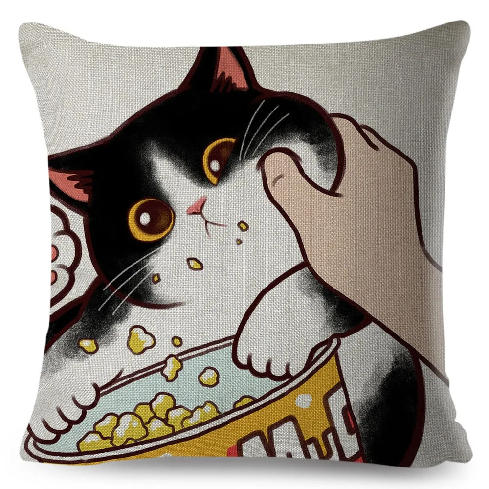 Kawaii Cat Cushion Cover