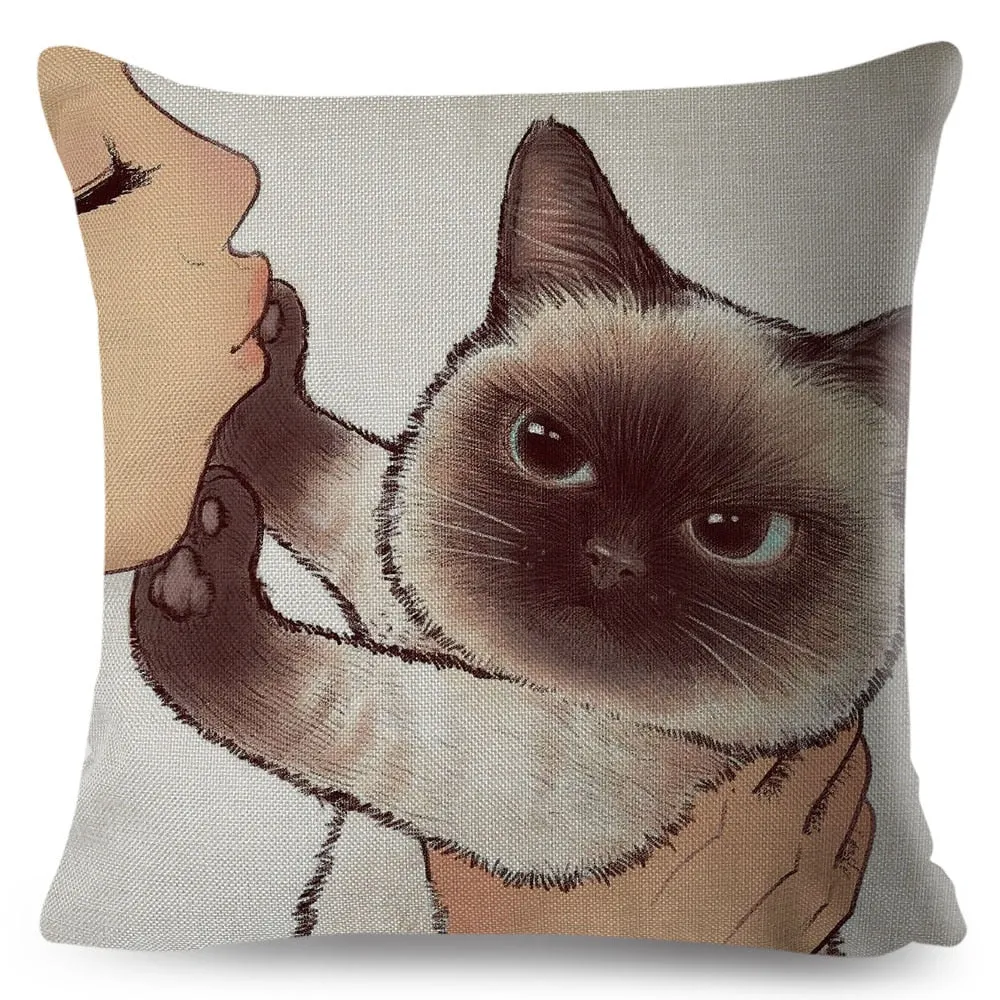 Kawaii Cat Cushion Cover