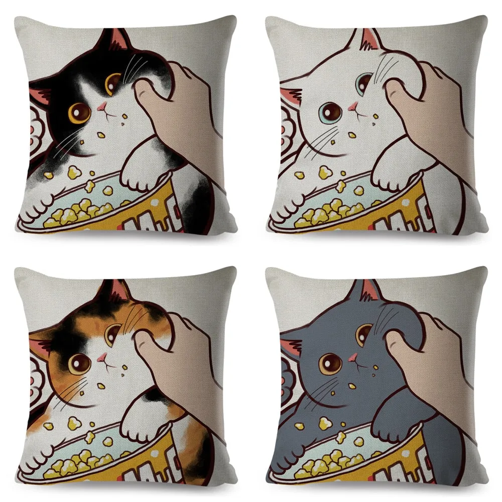 Kawaii Cat Cushion Cover