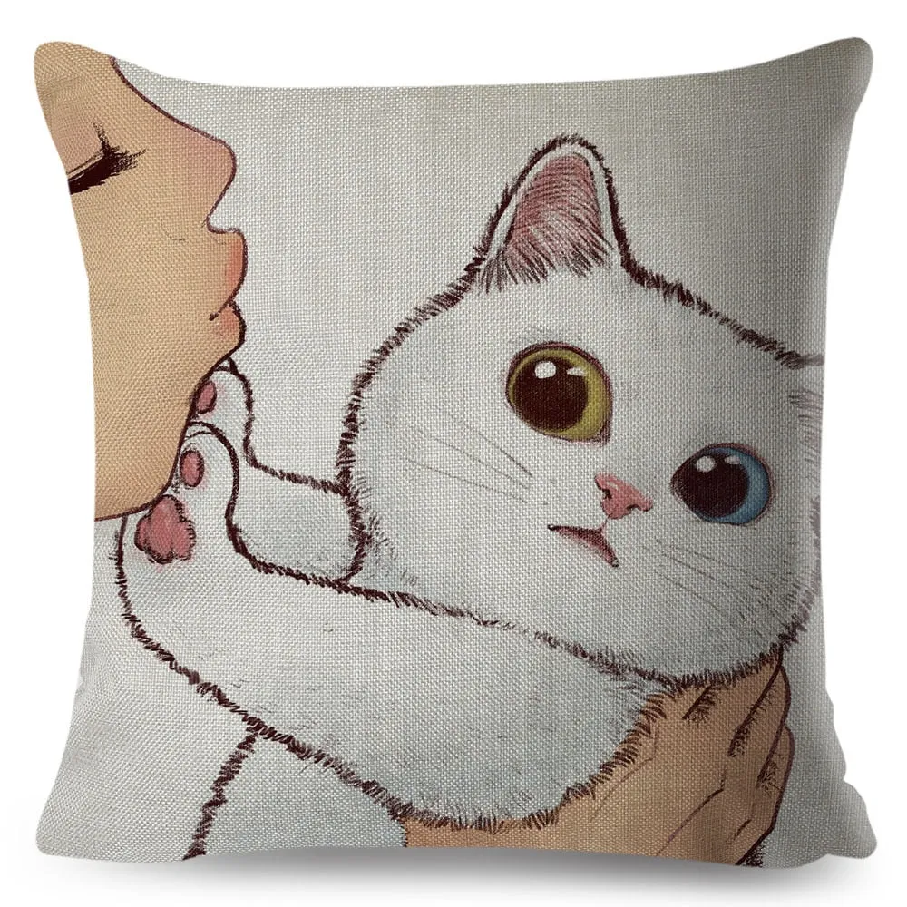 Kawaii Cat Cushion Cover
