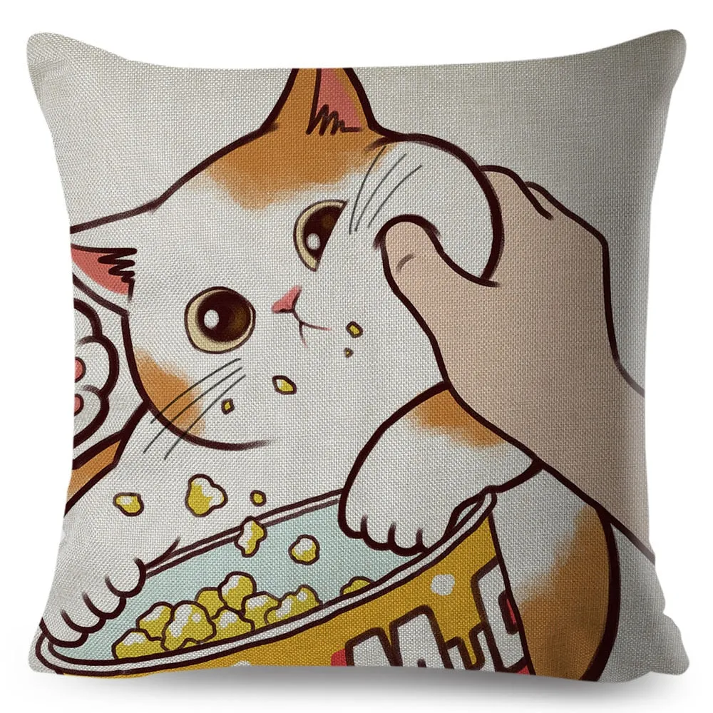 Kawaii Cat Cushion Cover