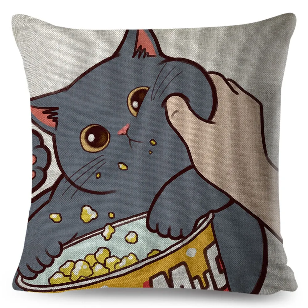 Kawaii Cat Cushion Cover