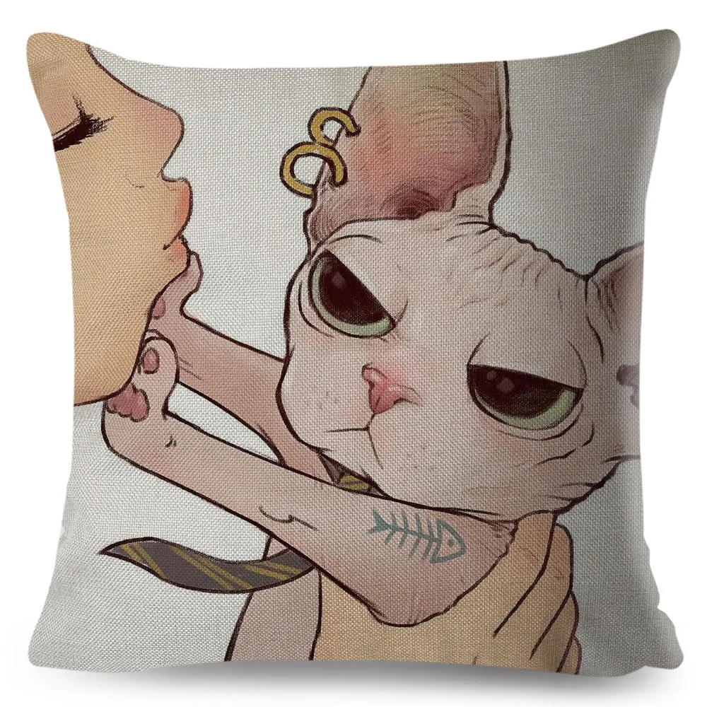 Kawaii Cat Cushion Cover