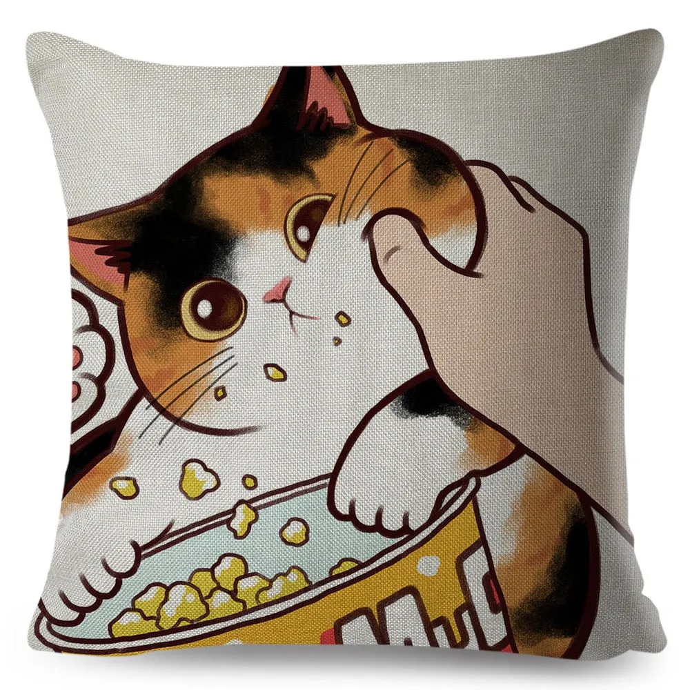 Kawaii Cat Cushion Cover
