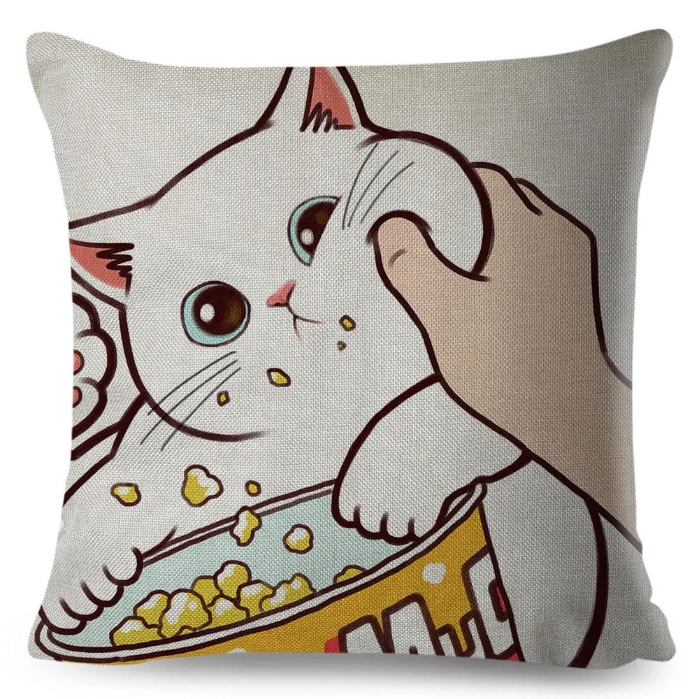 Kawaii Cat Cushion Cover