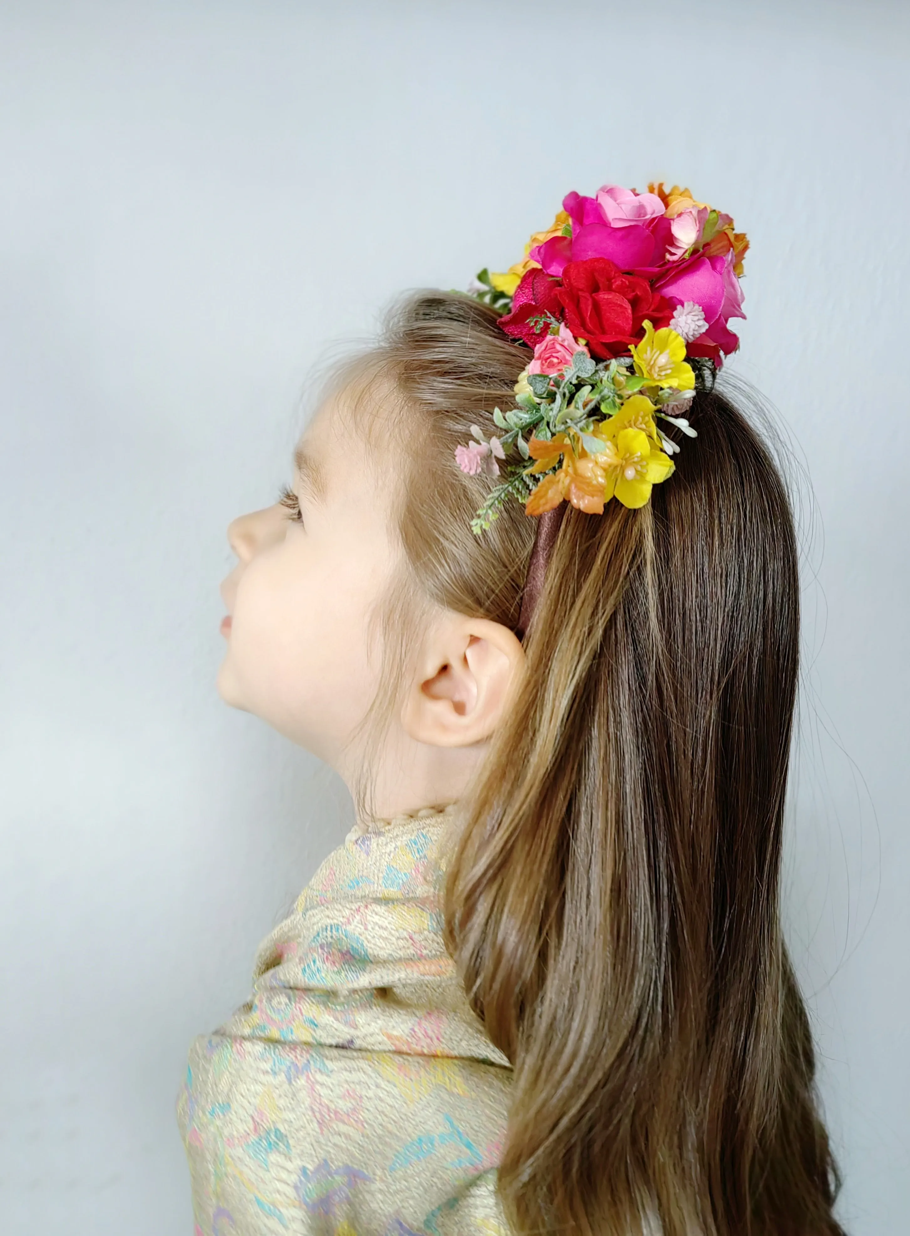 Kids fuchsia flower headband