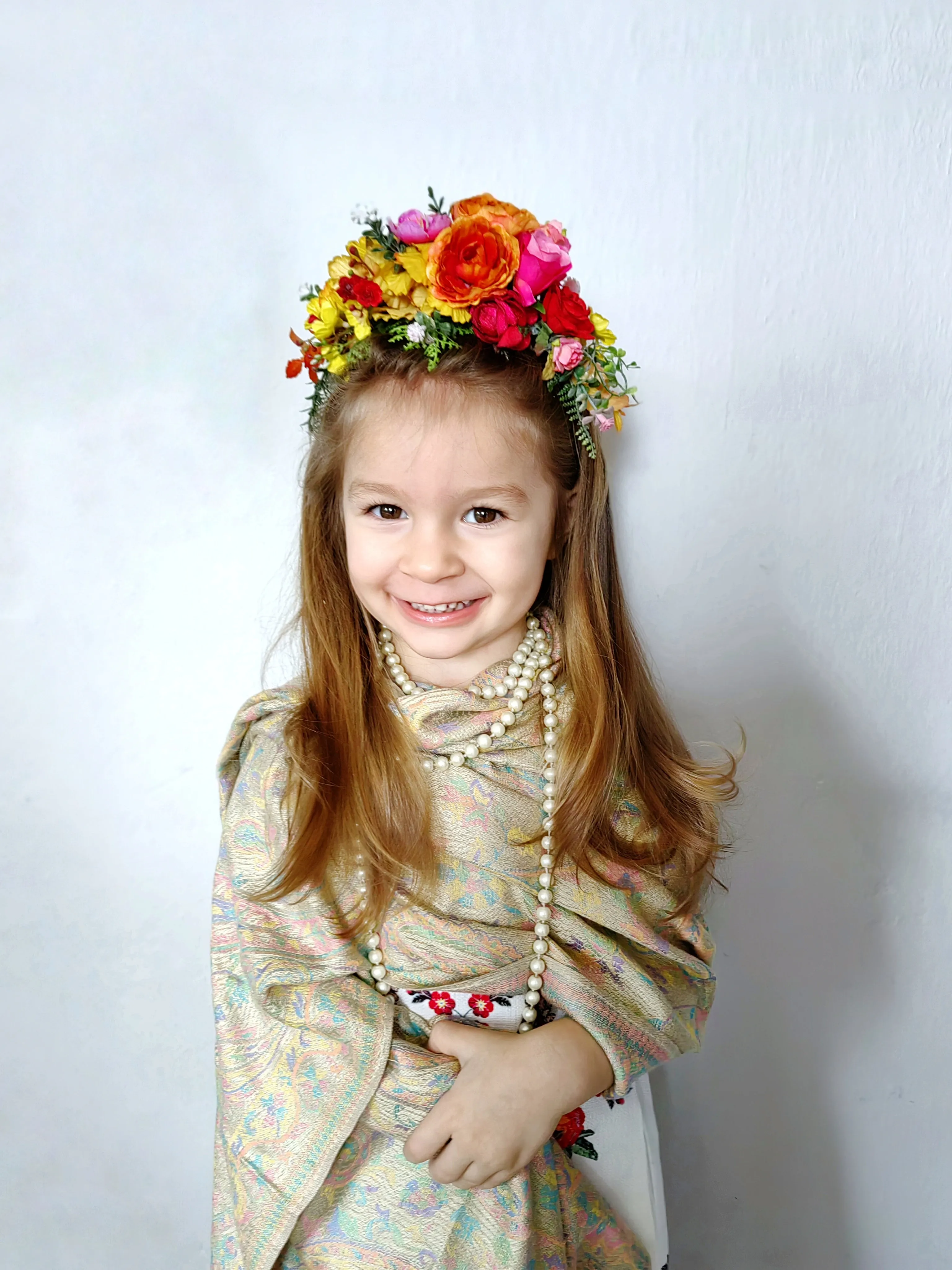 Kids fuchsia flower headband