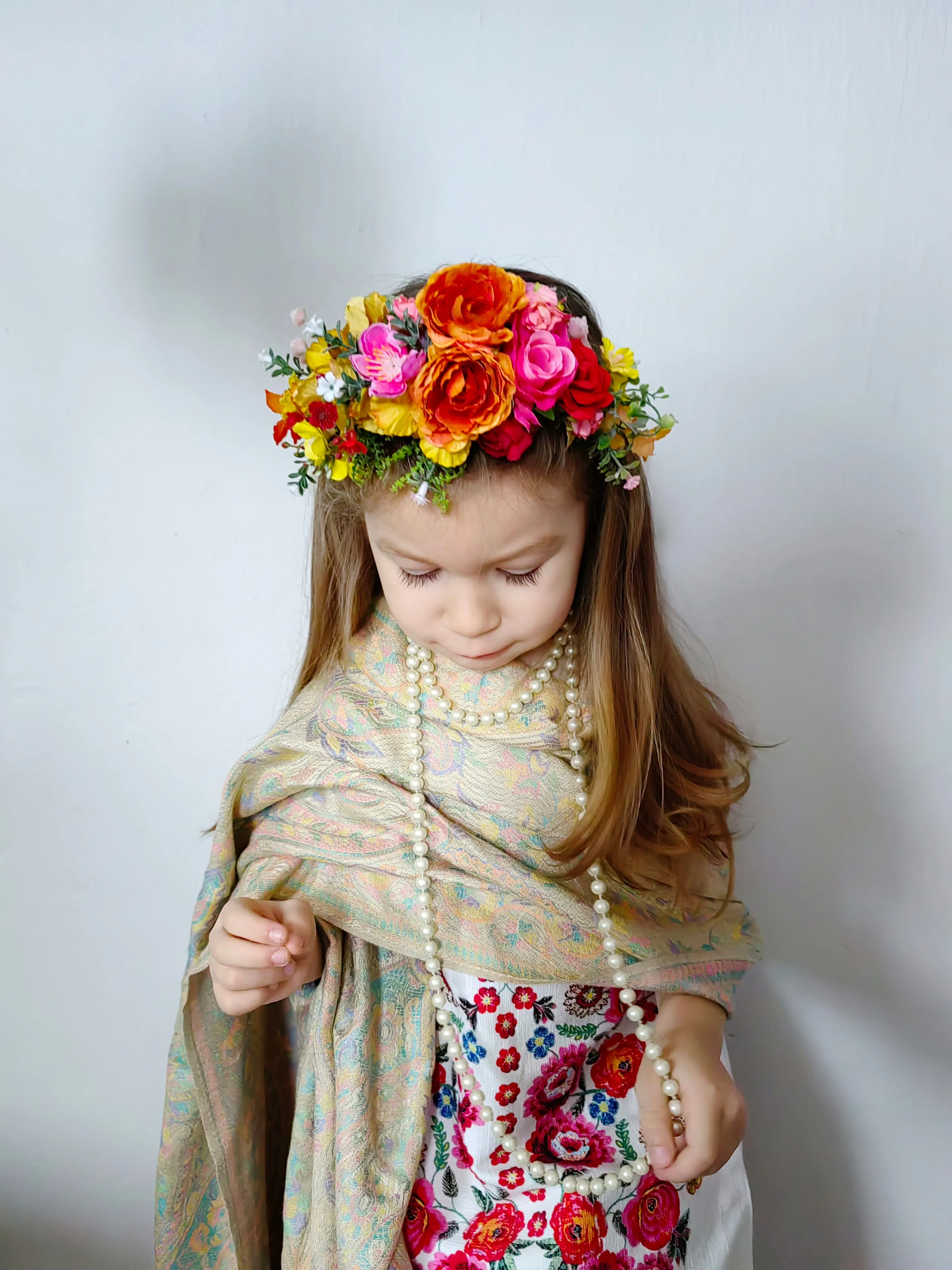 Kids fuchsia flower headband