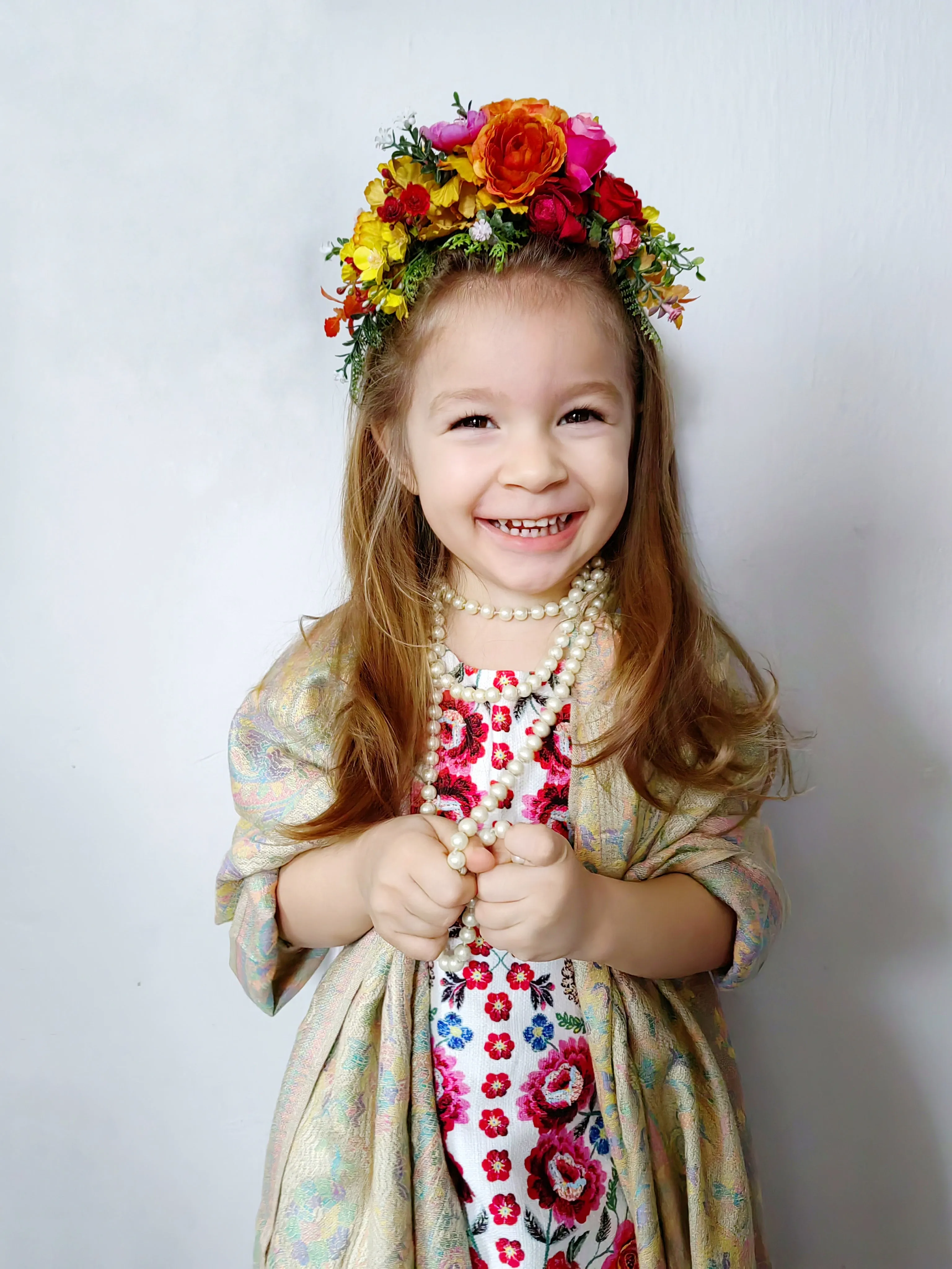 Kids fuchsia flower headband