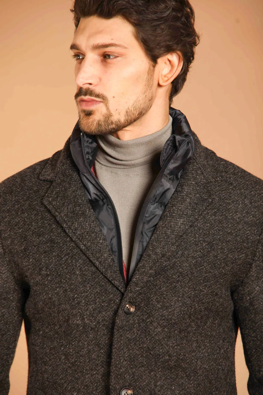 Los Angeles men's  coat in wool-effect cotton cloth with microfantasy resca regular fit