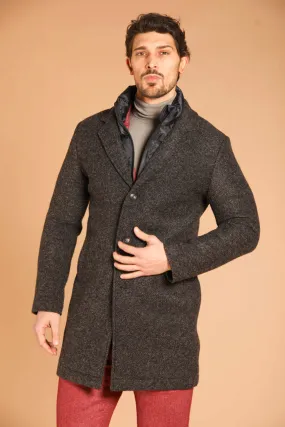 Los Angeles men's  coat in wool-effect cotton cloth with microfantasy resca regular fit