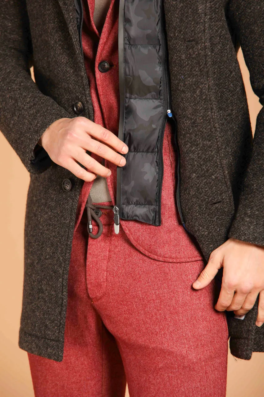 Los Angeles men's  coat in wool-effect cotton cloth with microfantasy resca regular fit