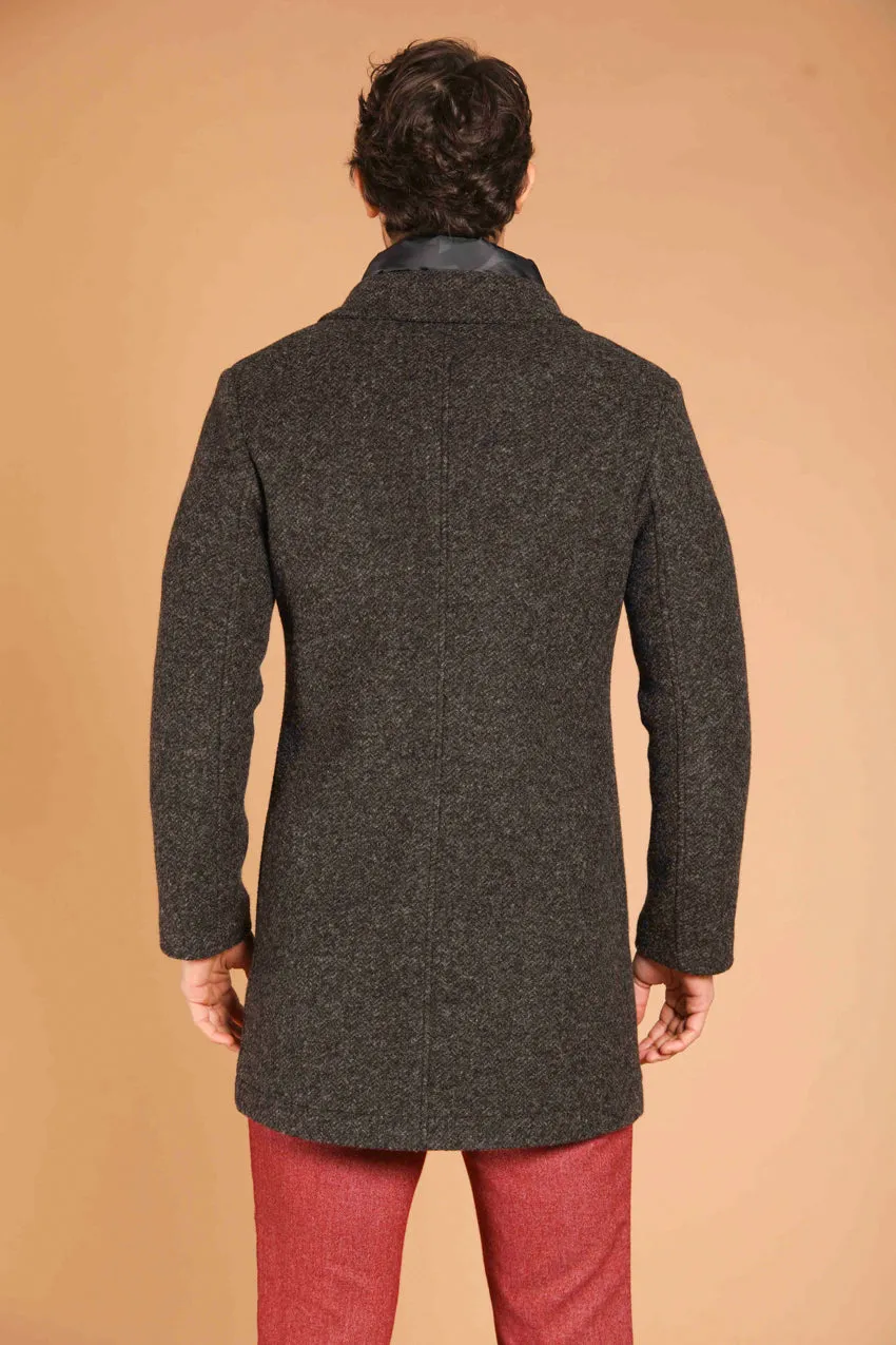 Los Angeles men's  coat in wool-effect cotton cloth with microfantasy resca regular fit
